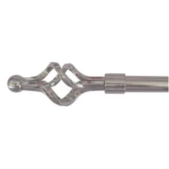 Extendable Brushed Chrome Curtain Pole With Cage Finial - 0.7-1.2m