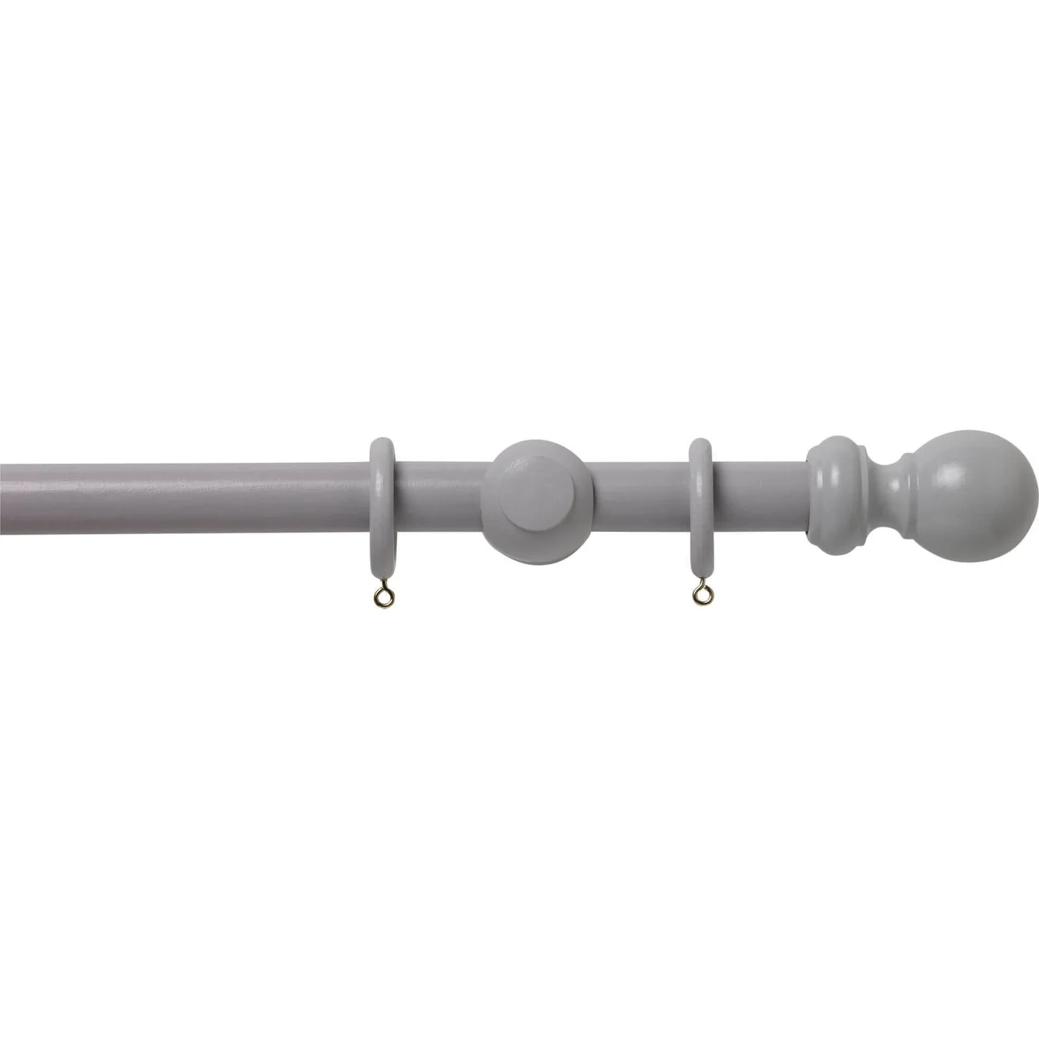 Grey Wood 28mm Curtain Pole With Ball Finials - 2.4m 1 Grey Wood 28mm Curtain Pole With Ball Finials - 2.4m