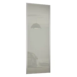 Ellipse Sliding Wardrobe Door 1 Panel Arctic White Glass With Aluminium Frame (W)914mm