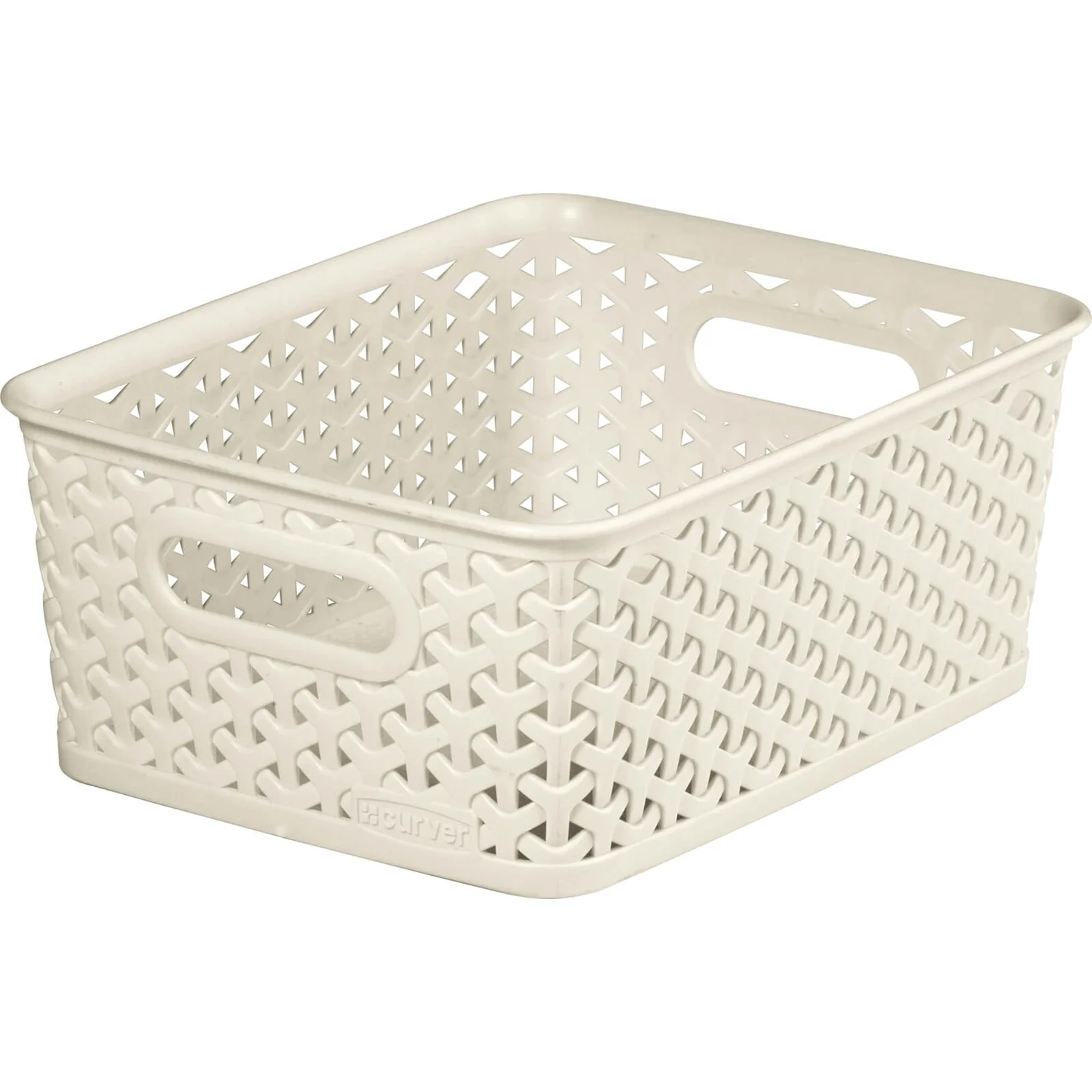 Curver My Style Small Rectangular Plastic Storage Basket - Vintage White - 4L 1 Curver My Style Small Rectangular Plastic Storage Basket - Vintage White - 4L