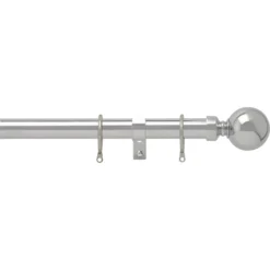 Chrome 28mm Fixed Curtain Pole With Ball 1.2m