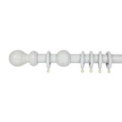 Grey Wood Curtain Pole Ball Final - 3m