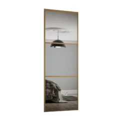Linear Sliding Wardrobe Door 3 Panel Mirror With Oak Frame (W)762mm