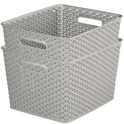 Curver My Style Large Rectangular Plastic Storage Basket - Grey - 18L -Furniture Series 12814518 1964832988641727
