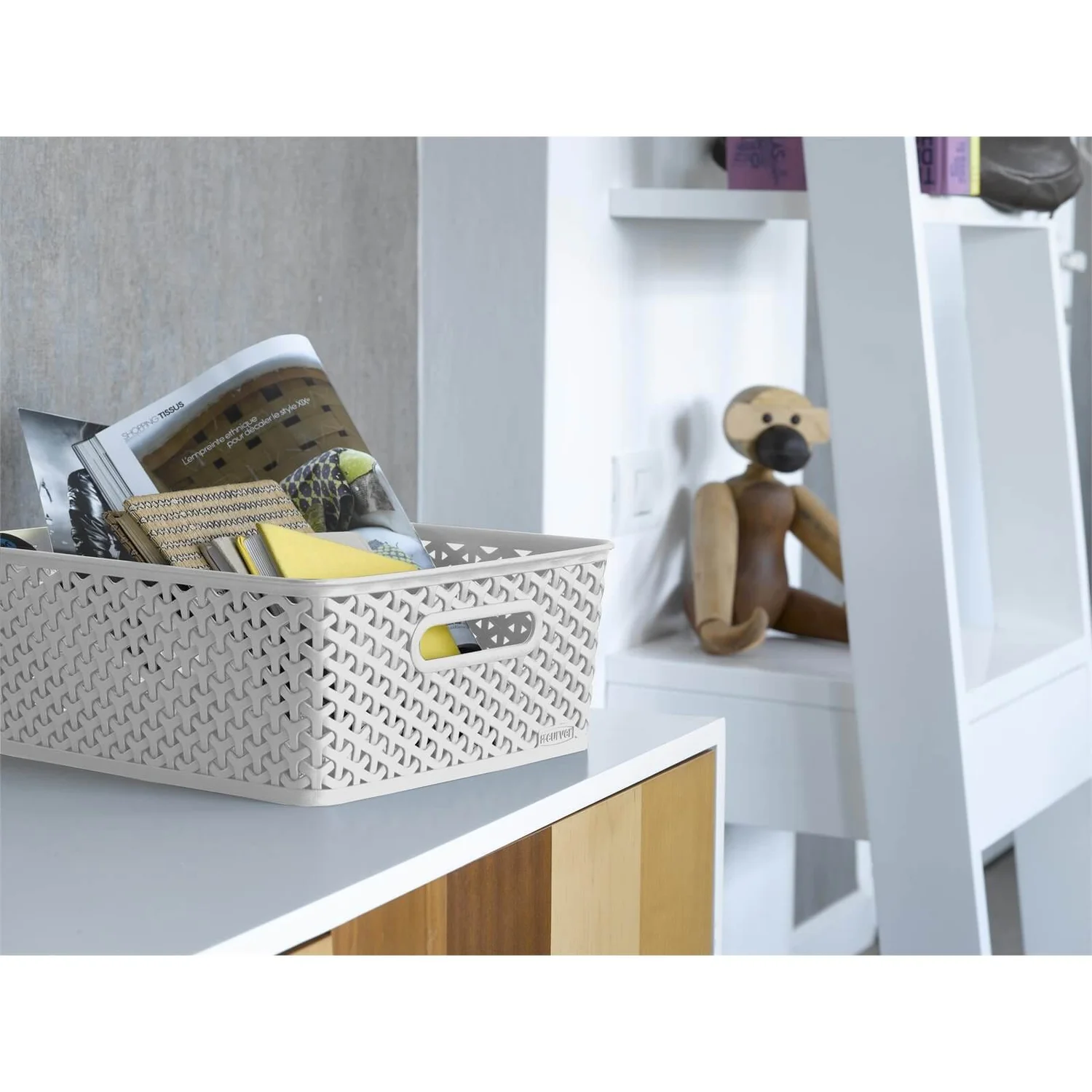 Curver My Style Medium Rectangular Plastic Storage Basket - Grey - 13L 7 Curver My Style Medium Rectangular Plastic Storage Basket - Grey - 13L - Image 7