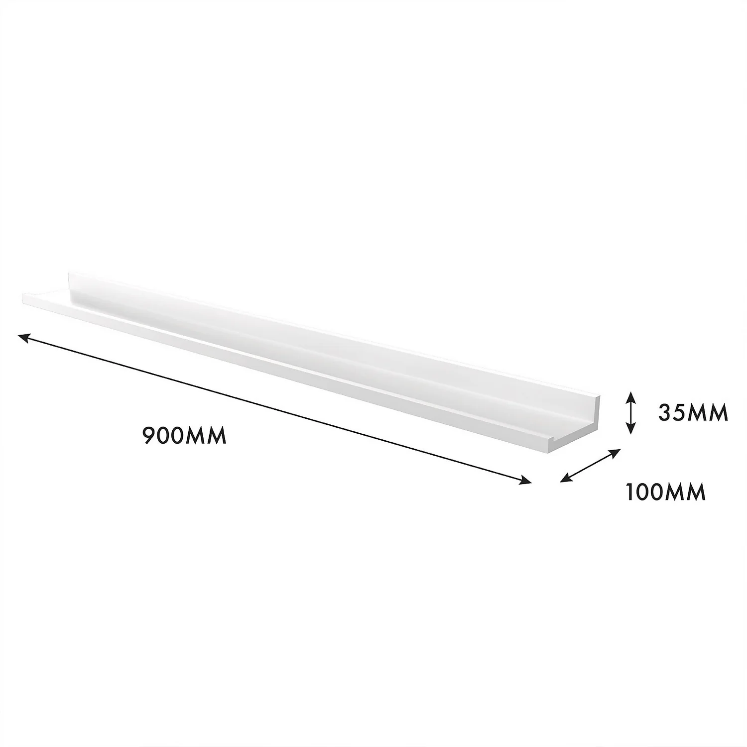 Flexi Storage Decorative Shelving Photo Shelf - White Matt - 900x35x100mm 4 Flexi Storage Decorative Shelving Photo Shelf - White Matt - 900x35x100mm - Image 4