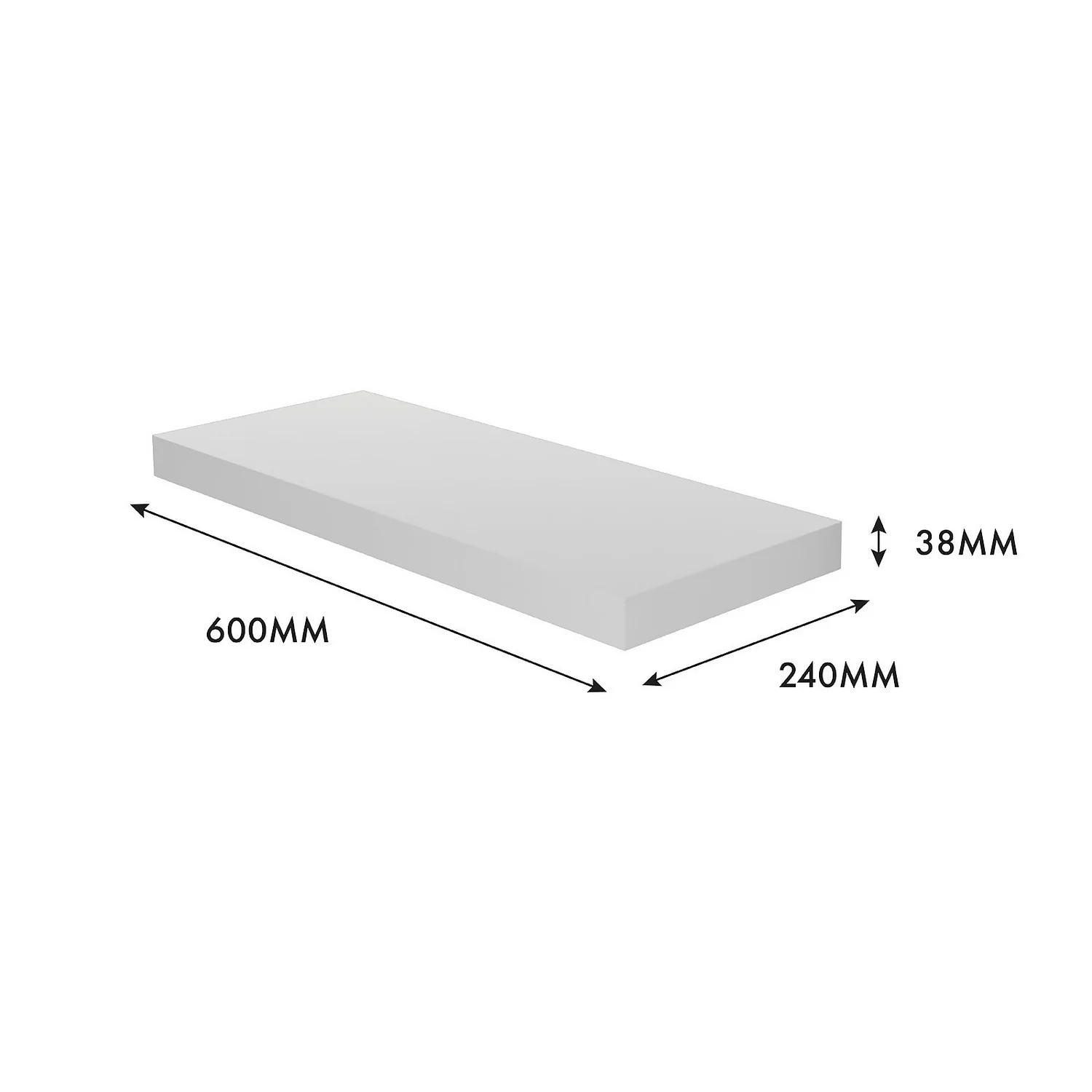 Floating Shelf - White Gloss - 600 X 240 X 38mm 5 Floating Shelf - White Gloss - 600 X 240 X 38mm - Image 5