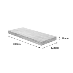 Floating Shelf - Grey Oak - 600 X 240 X 38mm -Furniture Series 12822025 1544976219240217