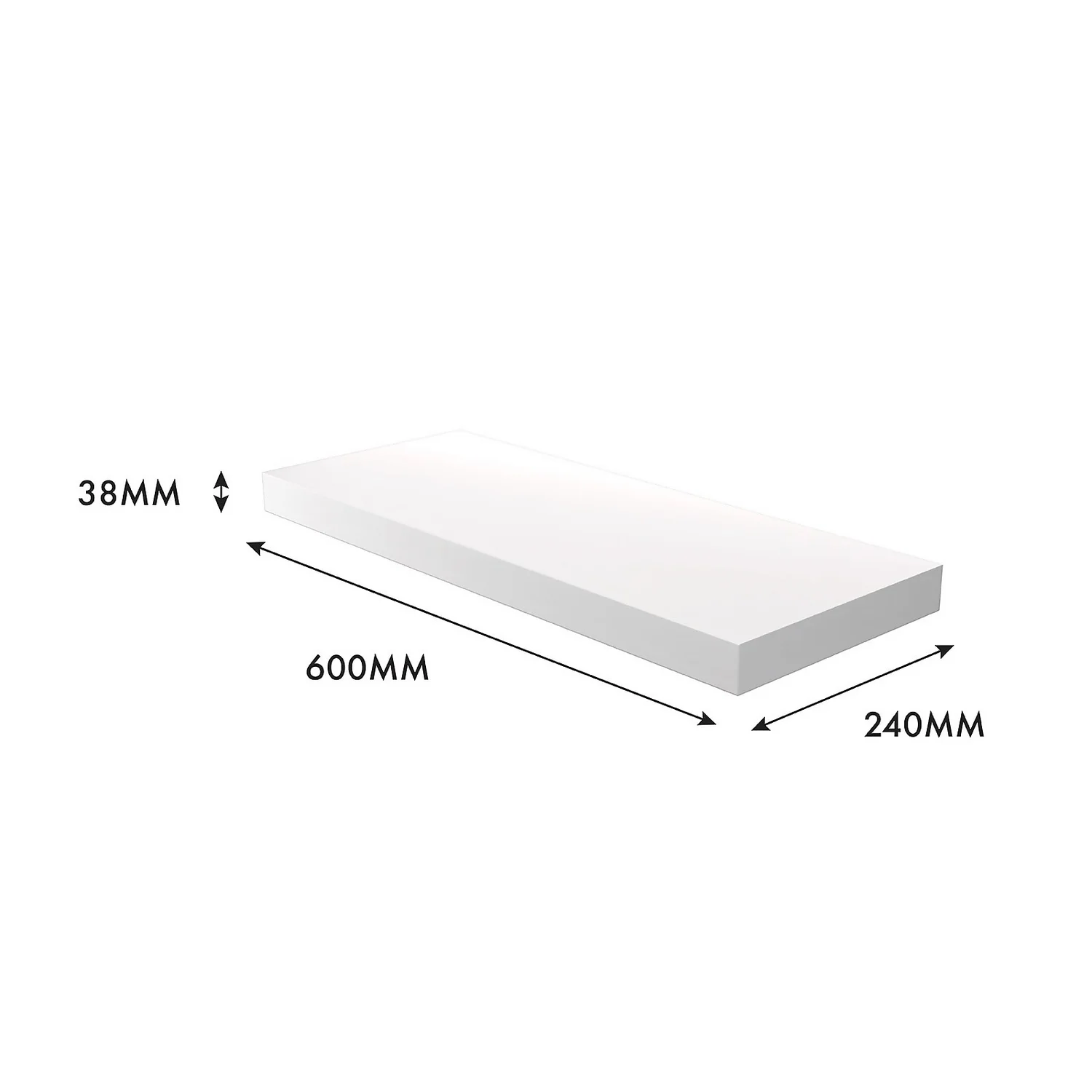 Matt White Floating Shelf - 600 X 240 X 38mm 4 Matt White Floating Shelf - 600 X 240 X 38mm - Image 4