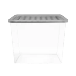 80L Storage Box With Clear Base And Grey Lid