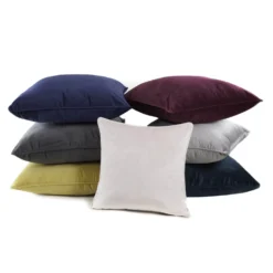 None Large Plain Velvet Cushion - Light Grey - 58x58cm -Furniture Series 12827086 1804832958883026