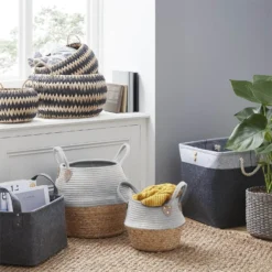 Round Paper Rope Basket - Grey -Furniture Series 12829229 1174832982597594
