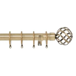 Harrison Drape Ball Cage Finial Curtain Pole - Antique Brass - 2.4m (28mm)