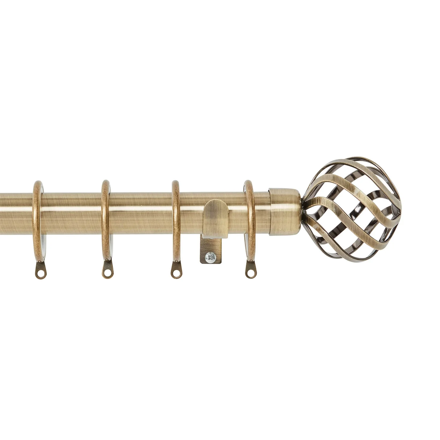 Harrison Drape Ball Cage Finial Curtain Pole - Antique Brass - 3m (28mm) 1 Harrison Drape Ball Cage Finial Curtain Pole - Antique Brass - 3m (28mm)
