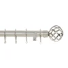 Harrison Drape Ball Cage Finial Curtain Pole - Satin Steel - 2.4m (28mm)