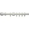 White Wooden Curtain Pole & Ball Finial - 2.4m