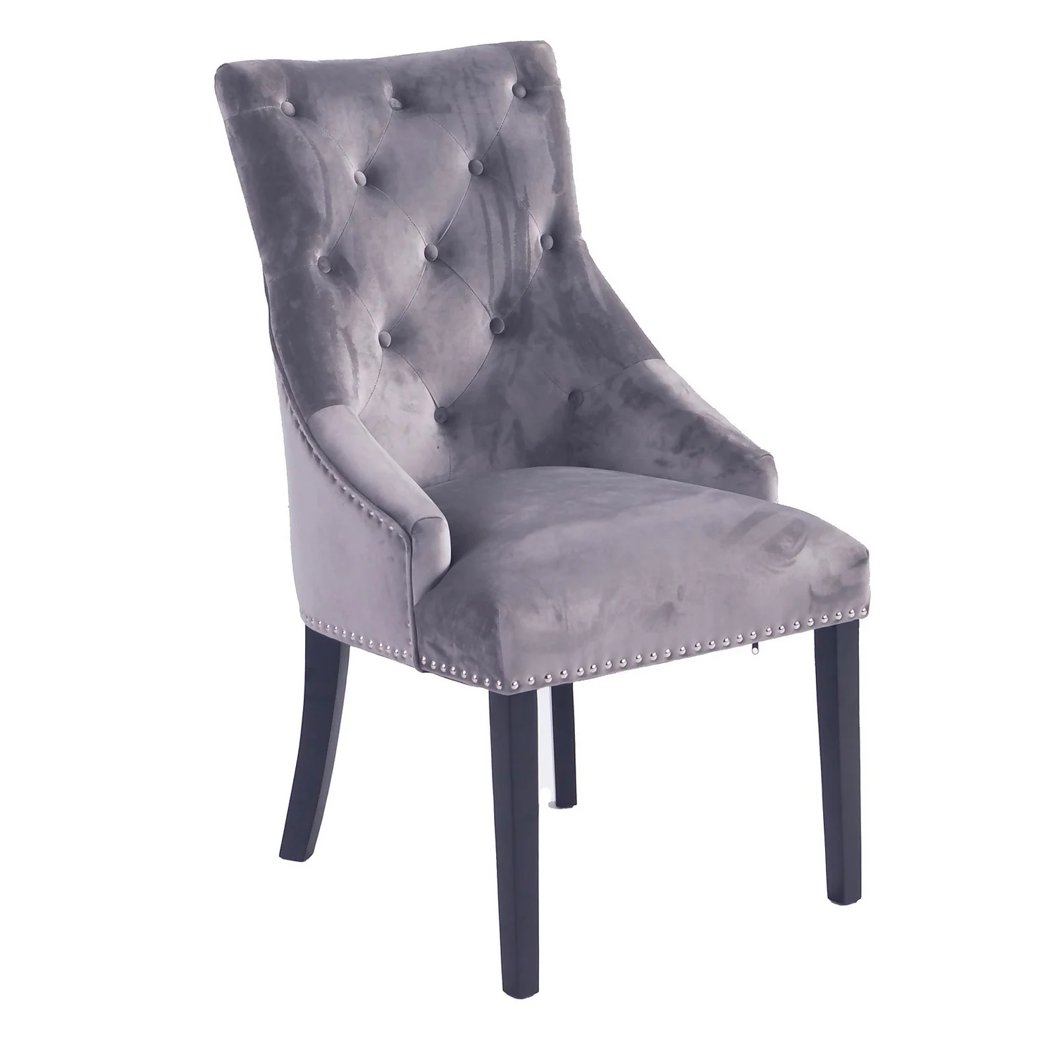 Annabelle Velvet Dining Chairs - Set Of 2 - Grey 3 Annabelle Velvet Dining Chairs - Set Of 2 - Grey - Image 3