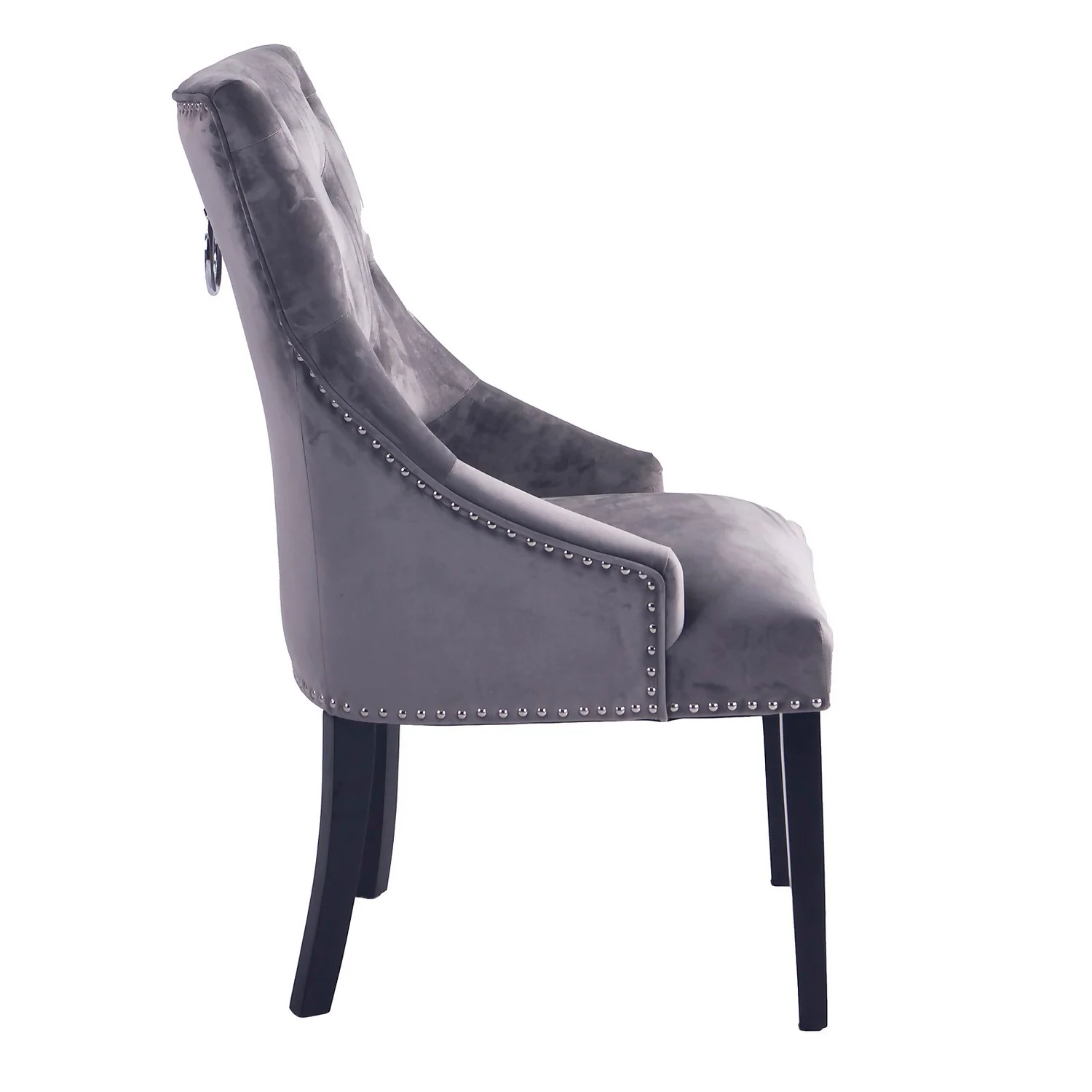 Annabelle Velvet Dining Chairs - Set Of 2 - Grey 5 Annabelle Velvet Dining Chairs - Set Of 2 - Grey - Image 5