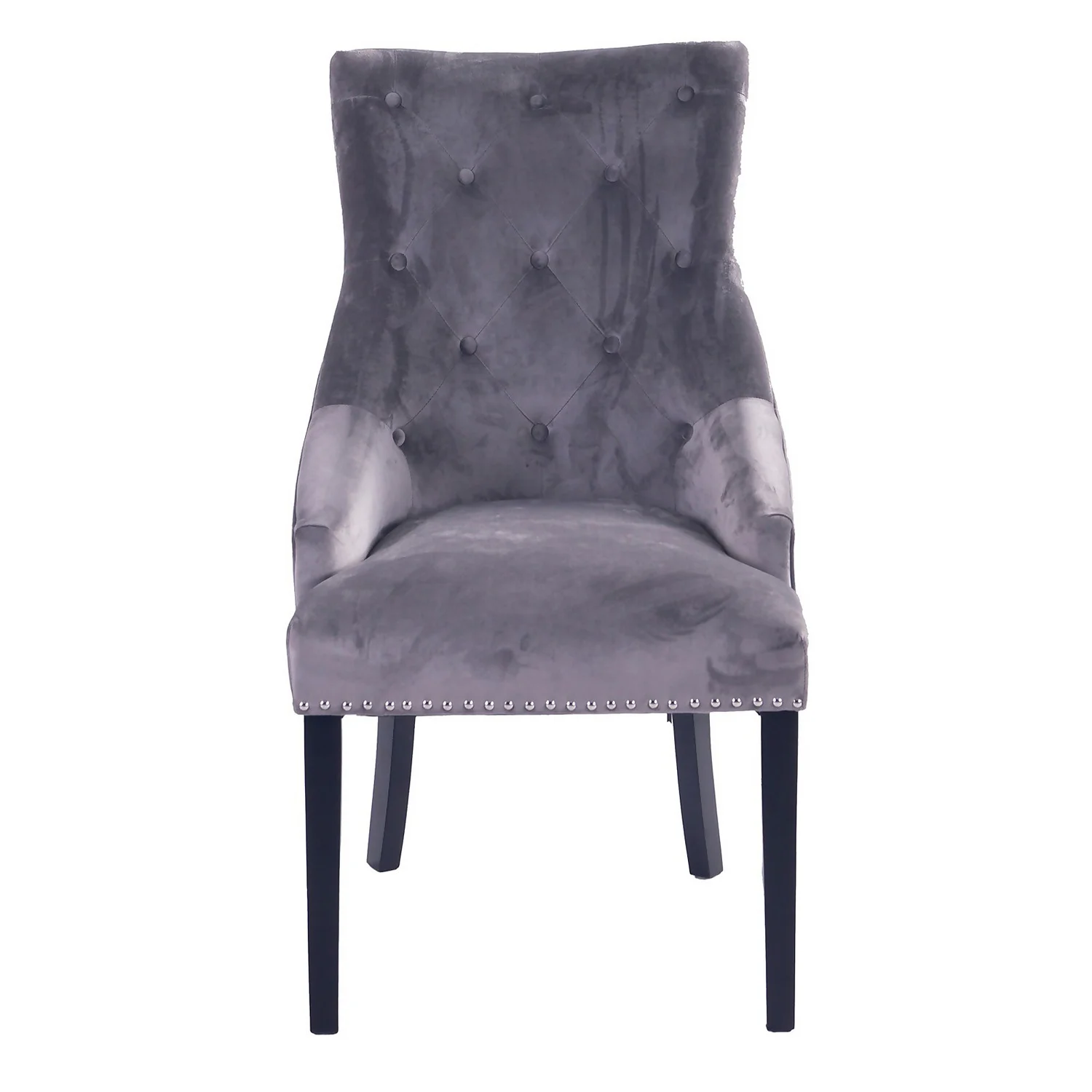 Annabelle Velvet Dining Chairs - Set Of 2 - Grey 4 Annabelle Velvet Dining Chairs - Set Of 2 - Grey - Image 4