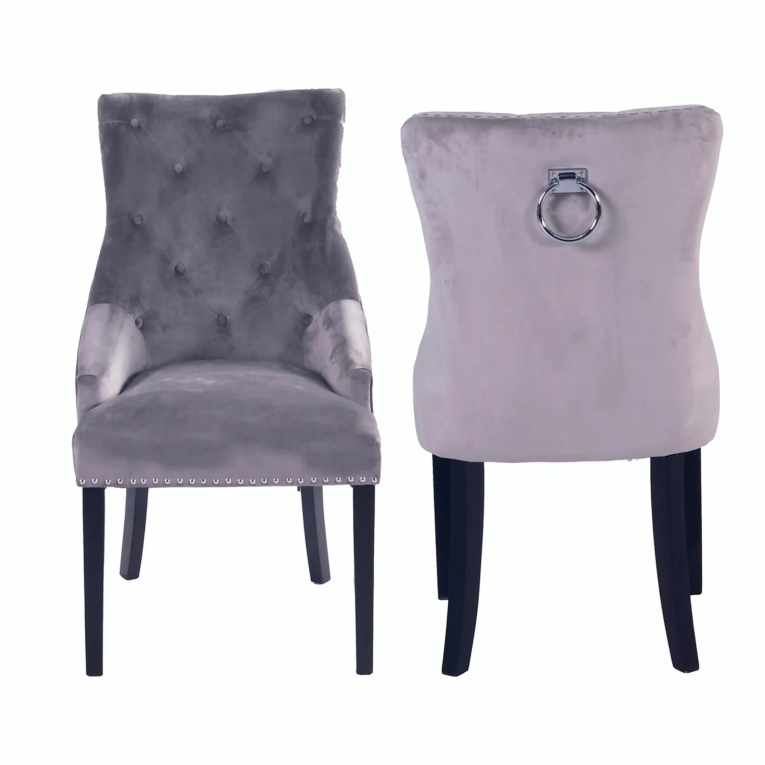 Annabelle Velvet Dining Chairs - Set Of 2 - Grey 1 Annabelle Velvet Dining Chairs - Set Of 2 - Grey