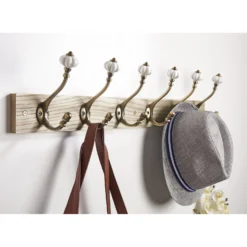 6 Ceramic Antique Brass Hook On Dark Rustic Board -Furniture Series 12839323 7074845859622106
