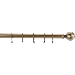 Antique Brass Fixed Curtain Pole & Finial - 2.4m
