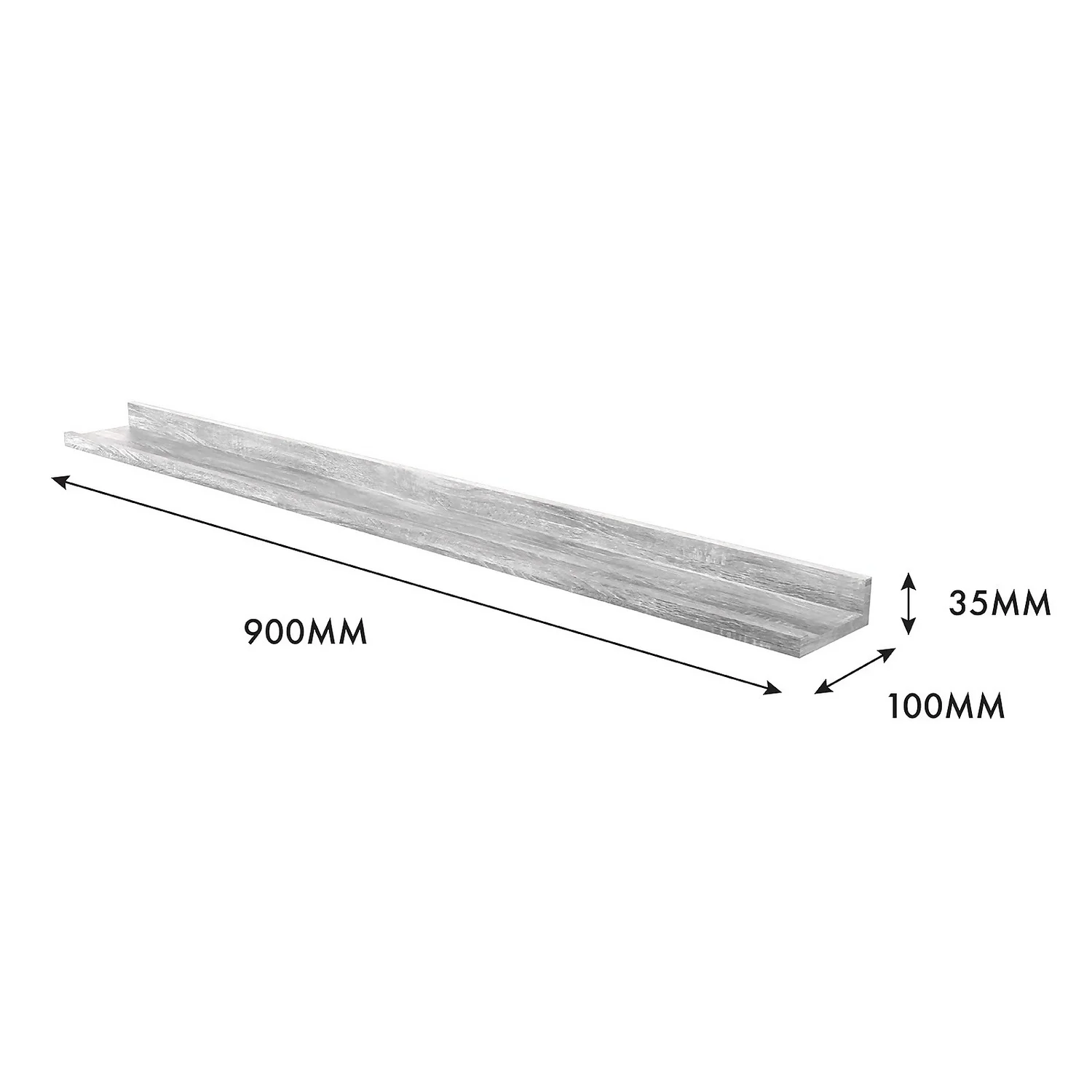 Flexi Storage Decorative Shelving Photo Shelf Grey Oak 900x35x100mm 3 Flexi Storage Decorative Shelving Photo Shelf Grey Oak 900x35x100mm - Image 3