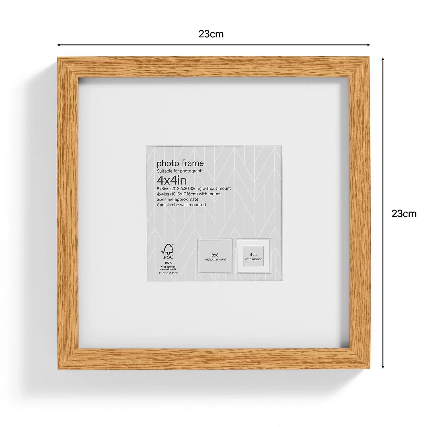Box Photo Frame - 4x4" - Oak 2 Box Photo Frame - 4x4" - Oak - Image 2