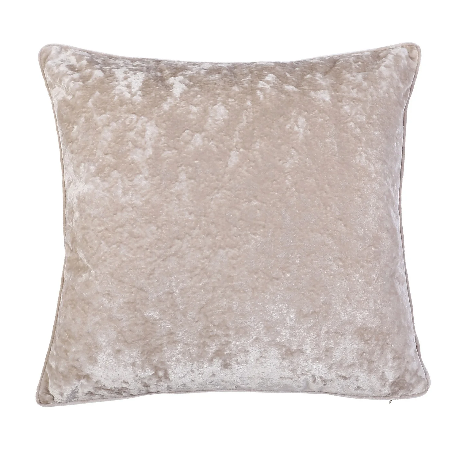 Large Crushed Velvet Cushion - Champagne - 58x58cm 1 Large Crushed Velvet Cushion - Champagne - 58x58cm