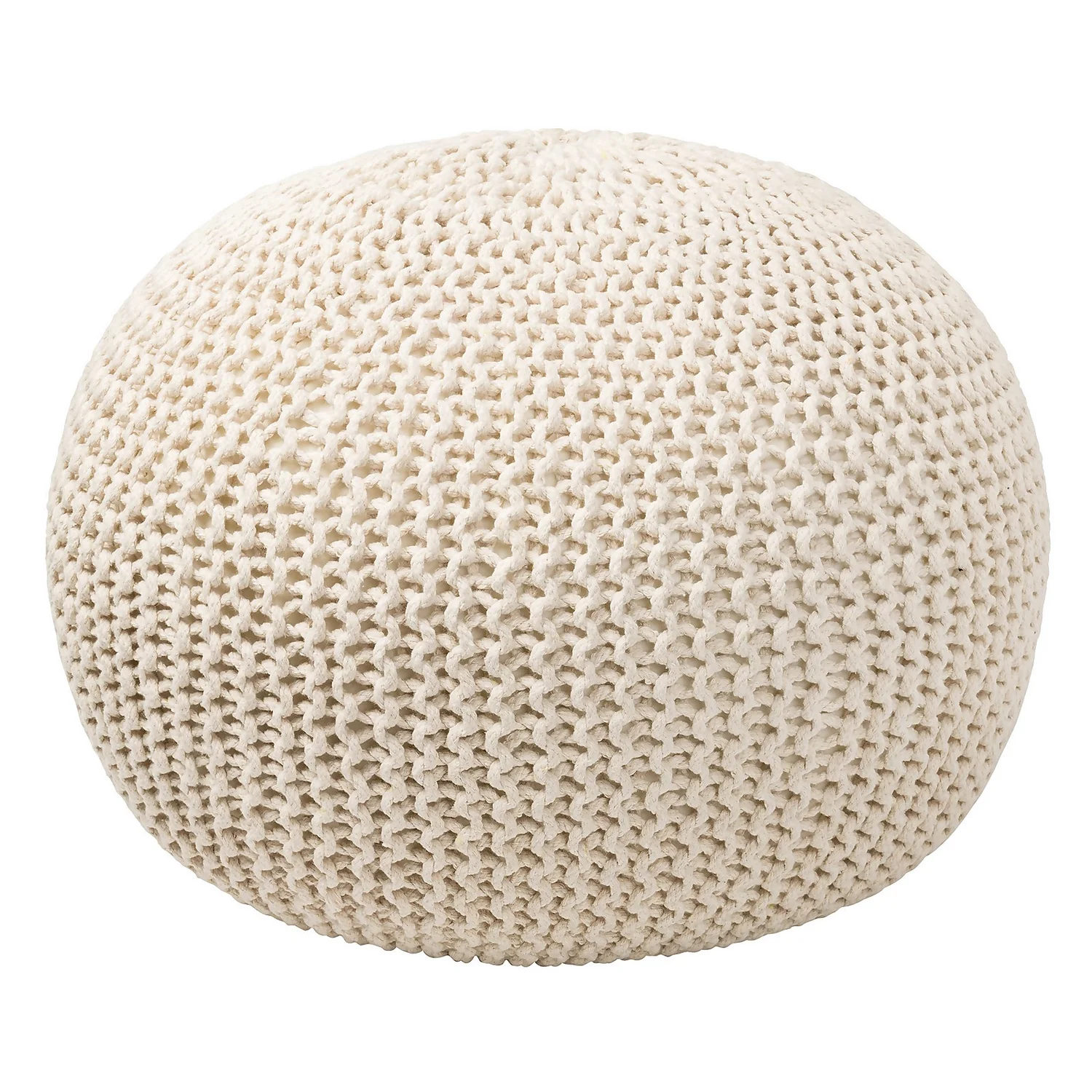 Charles Chunky Knit Pouffe - Cream 1 Charles Chunky Knit Pouffe - Cream