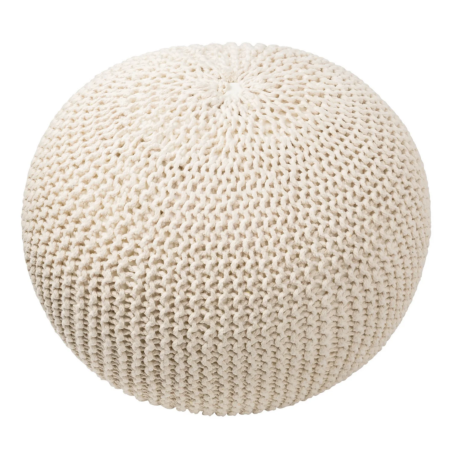 Charles Chunky Knit Pouffe - Cream 2 Charles Chunky Knit Pouffe - Cream - Image 2