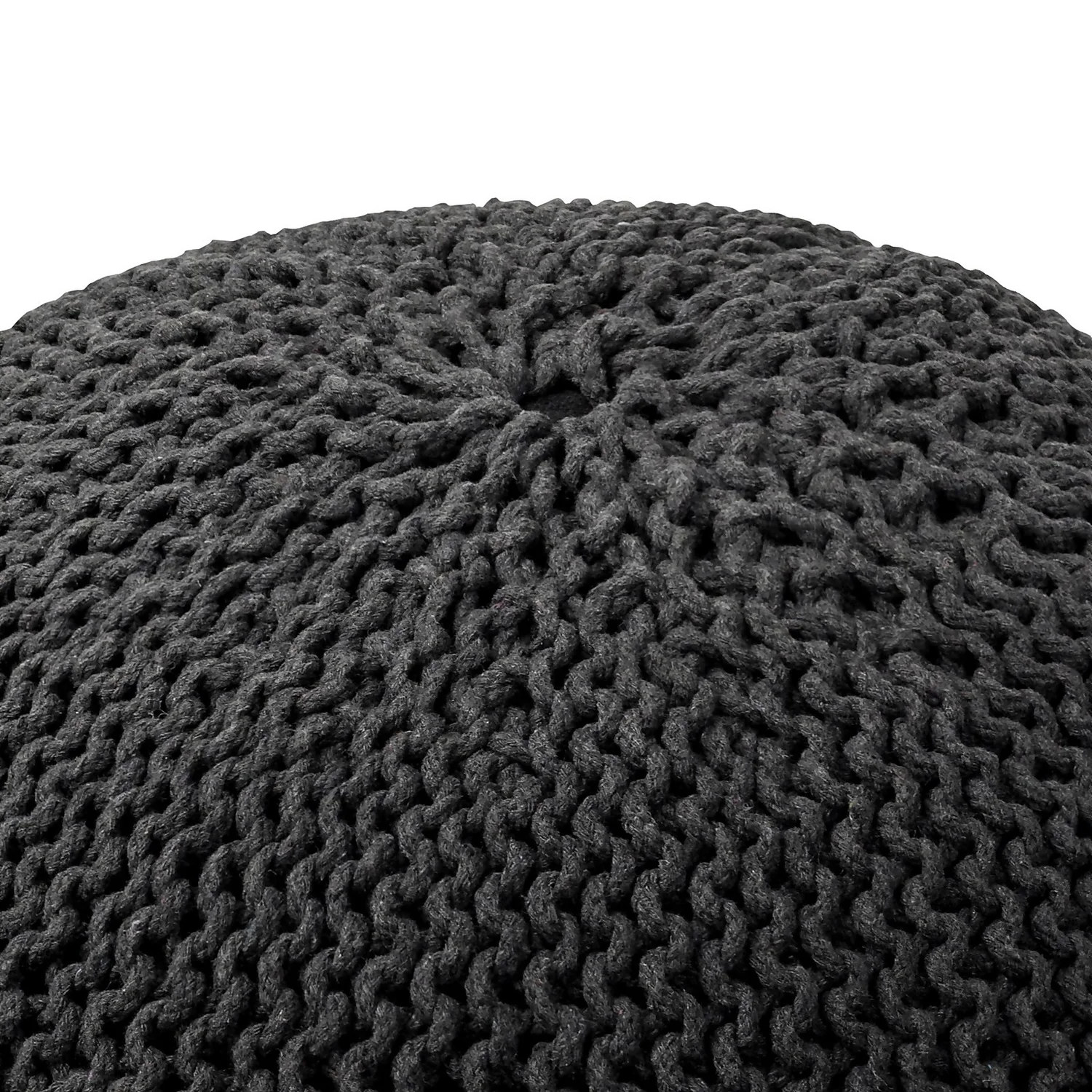 Charles Chunky Knit Pouffe - Grey 3 Charles Chunky Knit Pouffe - Grey - Image 3