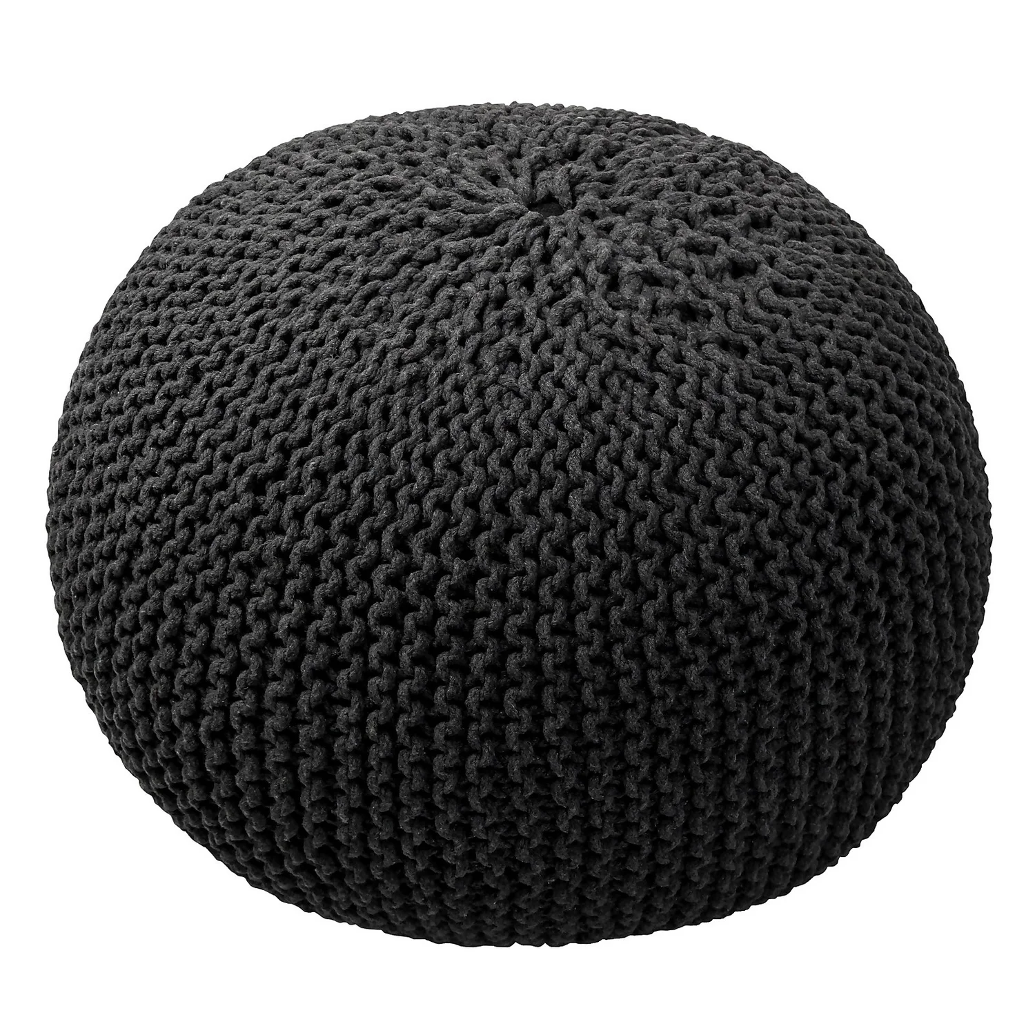 Charles Chunky Knit Pouffe - Grey 2 Charles Chunky Knit Pouffe - Grey - Image 2