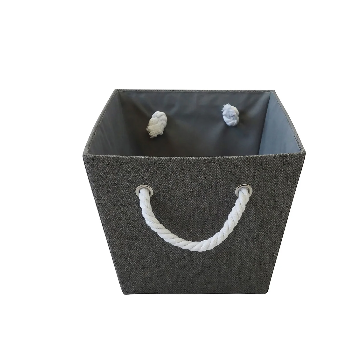Grey Herringbone Medium Storage Basket 2 Grey Herringbone Medium Storage Basket - Image 2