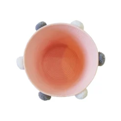 Round Cotton Rope Blush Pom Pom Basket -Furniture Series 12886596 9294857031512957