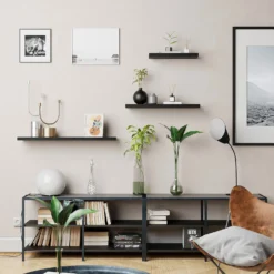 Flexi Storage Decorative Shelving Floating Shelf Black Oak 600x38x240mm -Furniture Series 12889893 7684885494809133