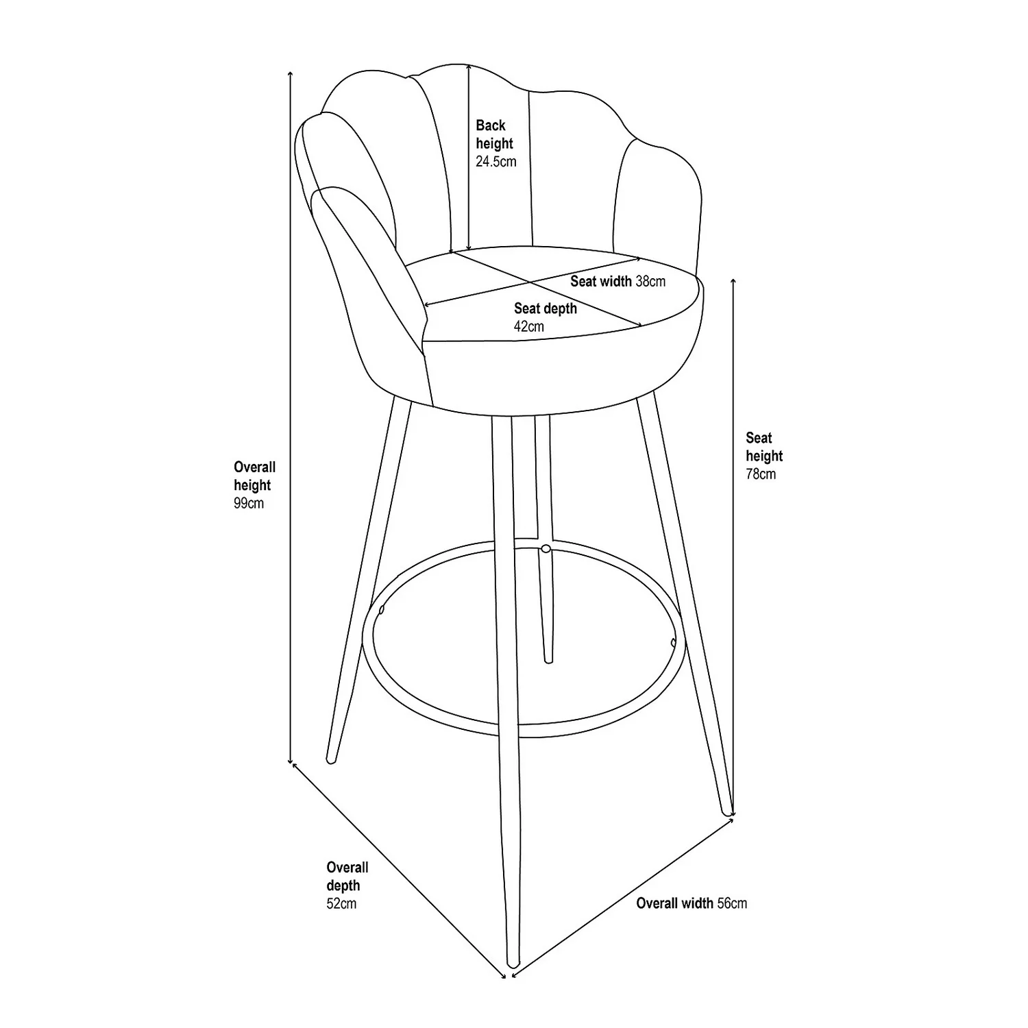 Sophia Bar Stool - Navy 8 Sophia Bar Stool - Navy - Image 8