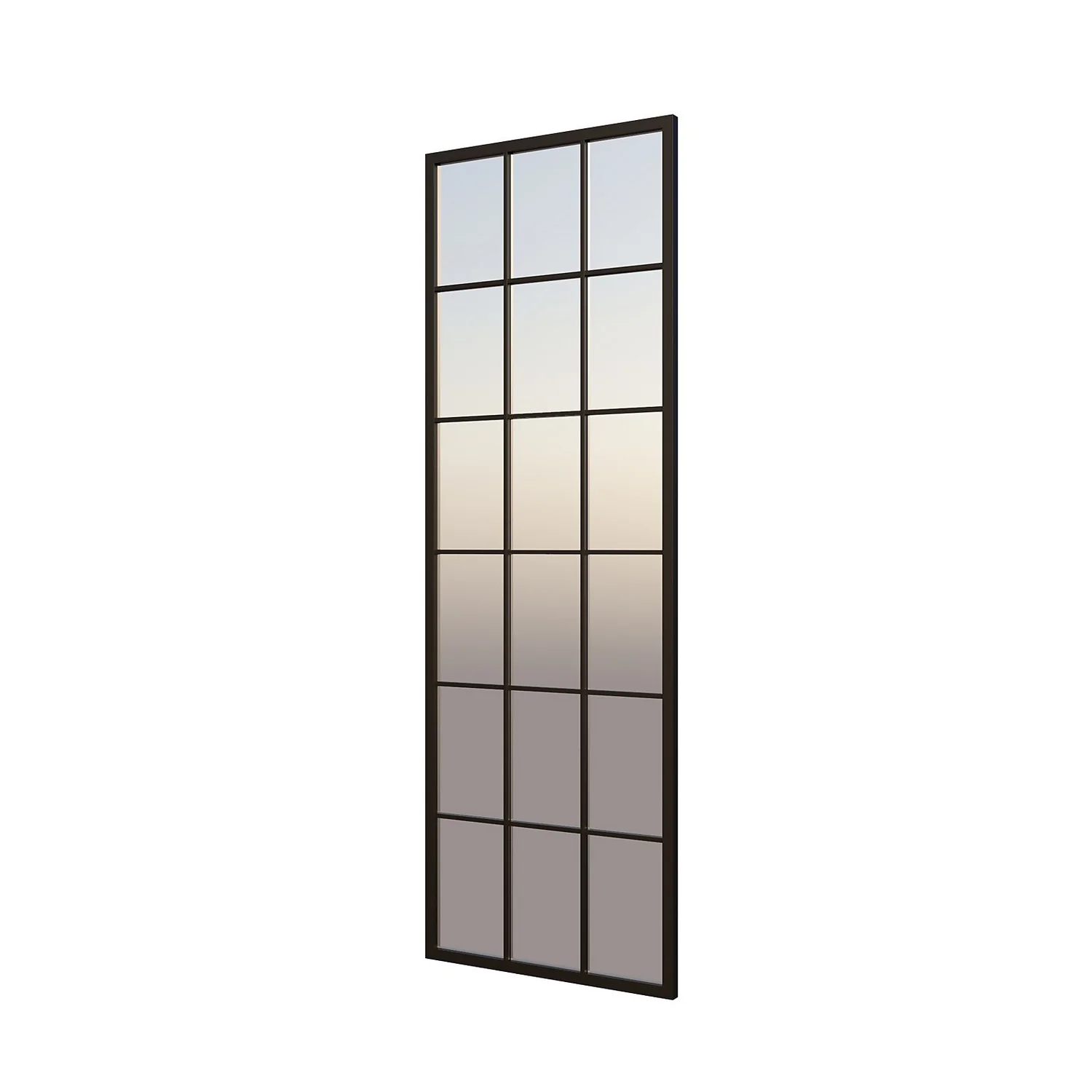 Black Metal Rectangle Window Pane Leaning Mirror - 150x50cm 1 Black Metal Rectangle Window Pane Leaning Mirror - 150x50cm
