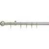 Extendable Ball Finial Curtain Pole - Satin Steel - 1.7-3m (25/28mm)