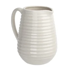 Crackle Effect Ribbed Jug - White -Furniture Series 13036255 2824894568141925