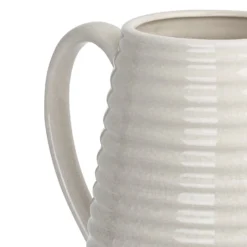 Crackle Effect Ribbed Jug - White -Furniture Series 13036255 3084894568186826