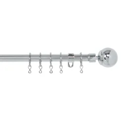 Extendable Ball Finial Curtain Pole - Chrome - 1.7-3m (16/19mm)