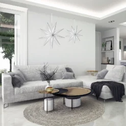 House Beautiful Wall Hanging Paper Star - Set Of 2 - Silver -Furniture Series 13131163 1654910123010123