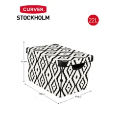 Curver Stockholm Aztec Deco Storage Box - Black & White 22L -Furniture Series 13148482 1594896660096351