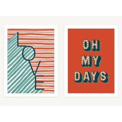 Slogan Framed Prints - Set Of 2 - 40x30cm