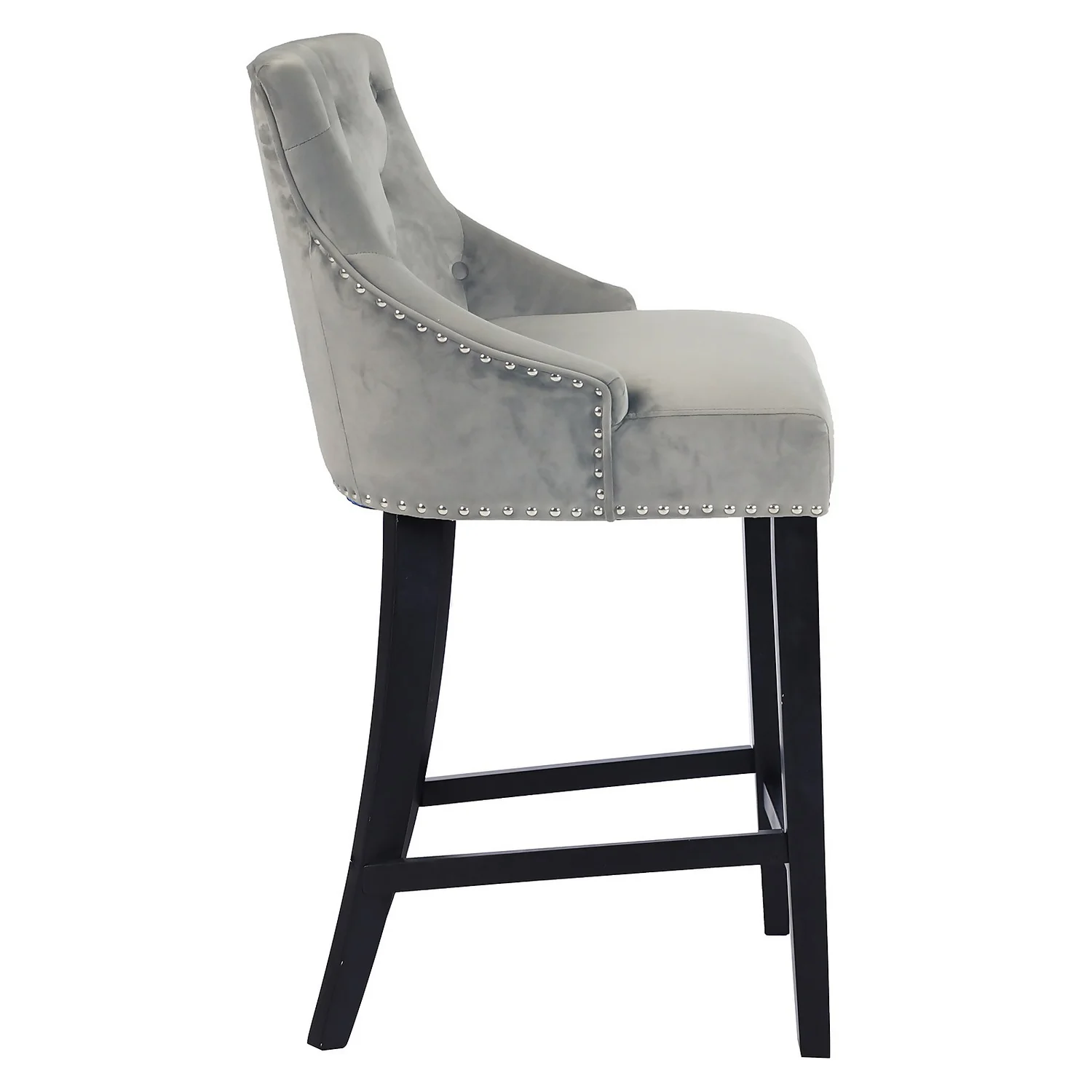 Annabelle Velvet Bar Stool - Grey 4 Annabelle Velvet Bar Stool - Grey - Image 4