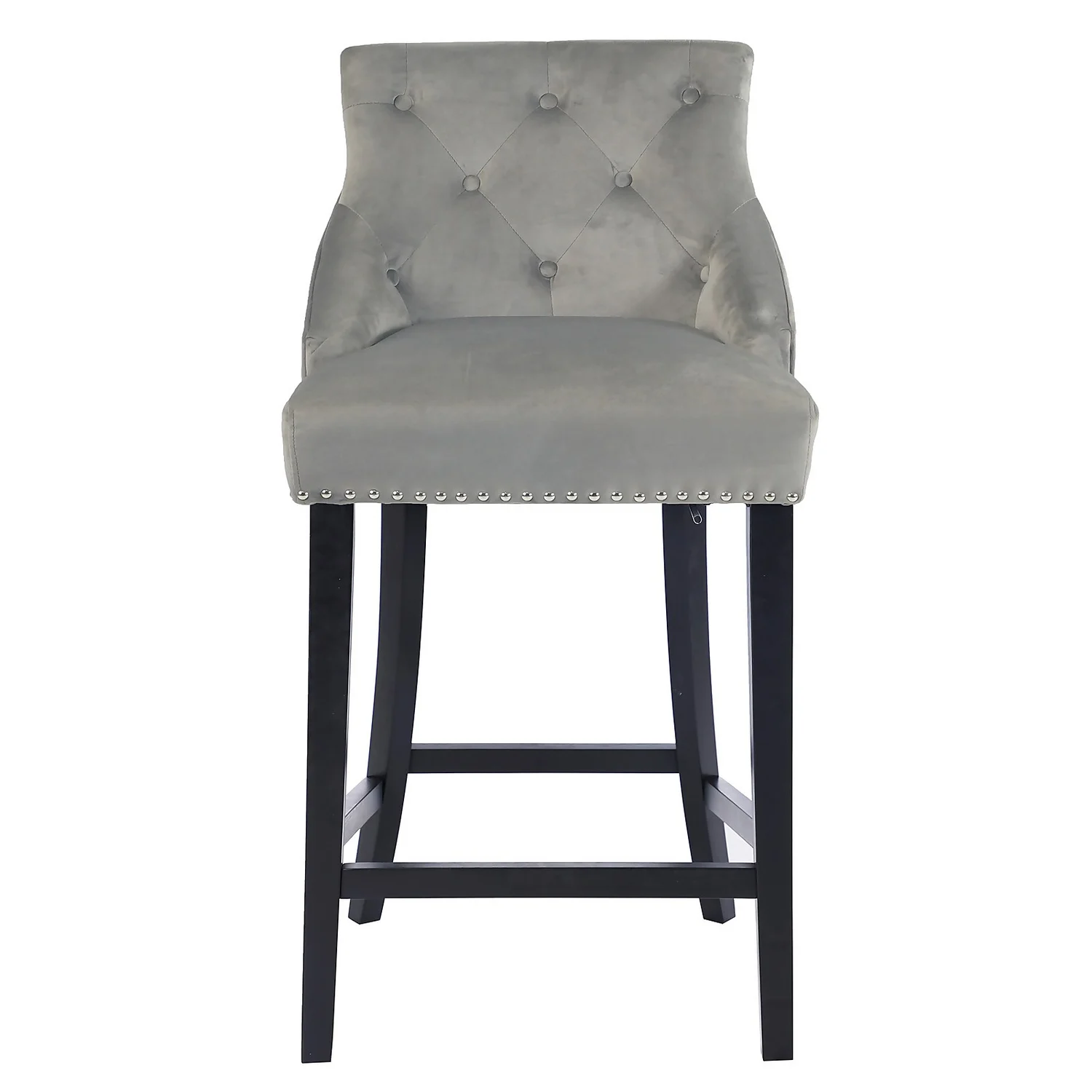 Annabelle Velvet Bar Stool - Grey 3 Annabelle Velvet Bar Stool - Grey - Image 3