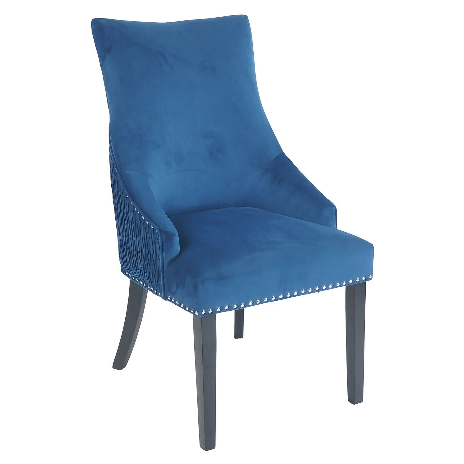 Annabelle Pleated Back Velvet Dining Chairs - Set Of 2 - Navy 3 Annabelle Pleated Back Velvet Dining Chairs - Set Of 2 - Navy - Image 3