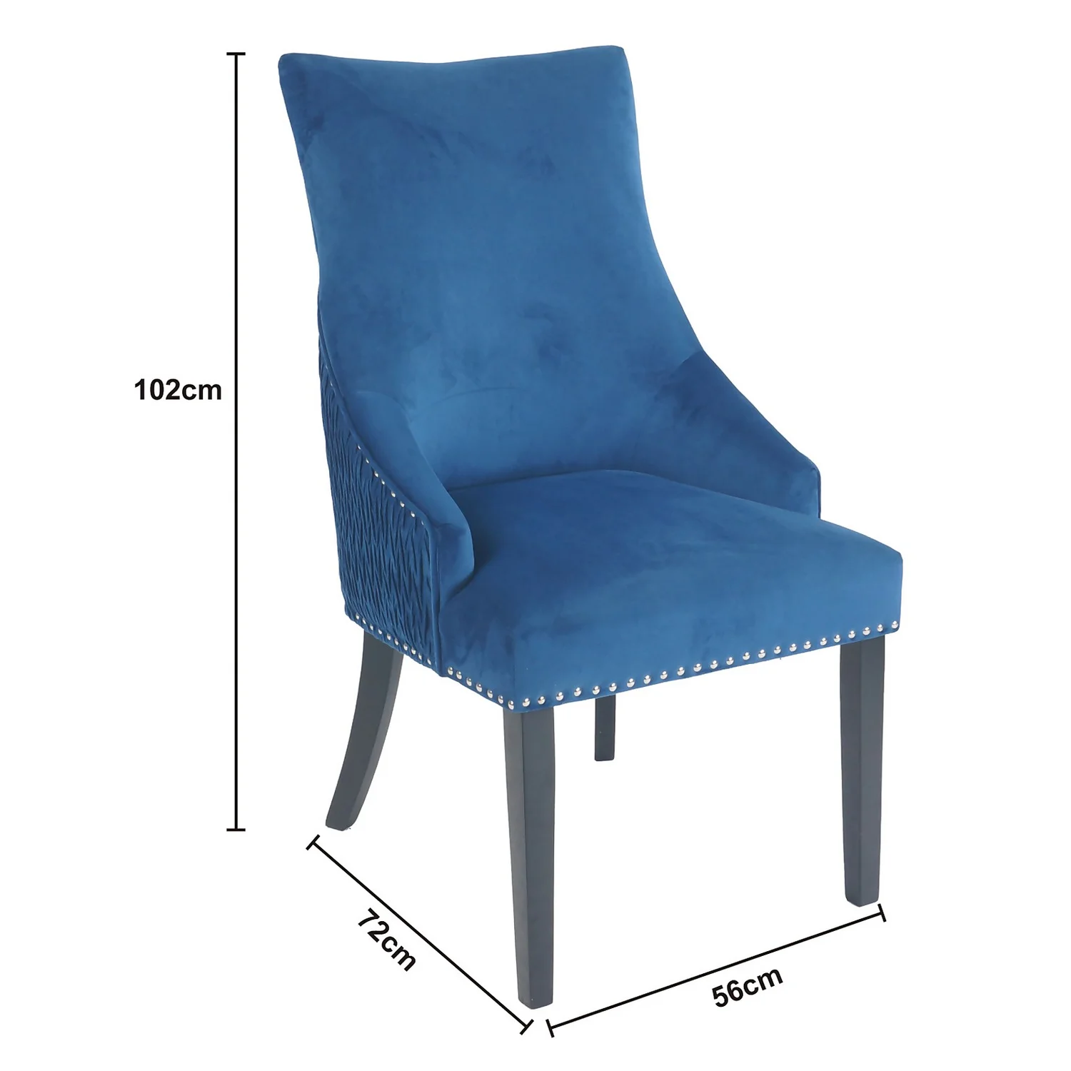 Annabelle Pleated Back Velvet Dining Chairs - Set Of 2 - Navy 8 Annabelle Pleated Back Velvet Dining Chairs - Set Of 2 - Navy - Image 8