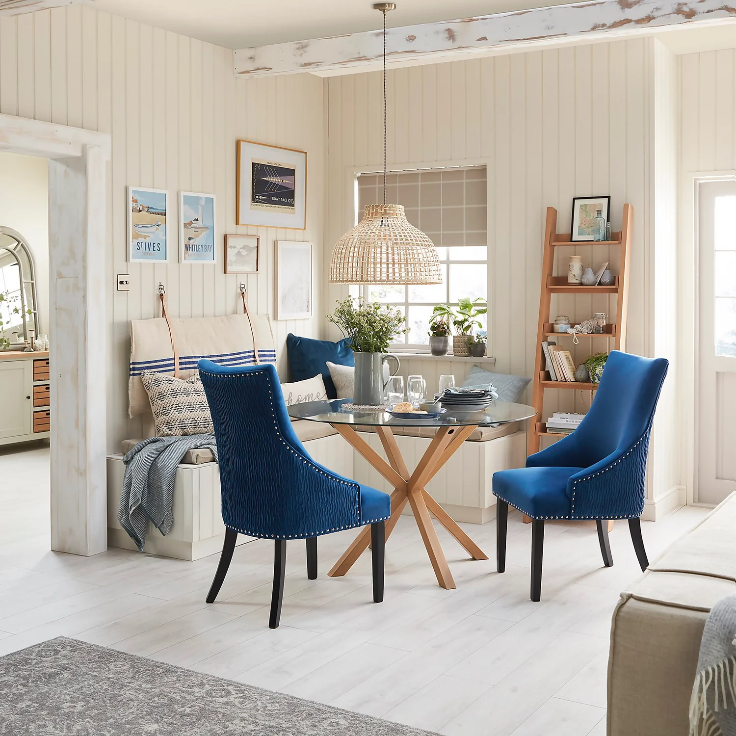 Annabelle Pleated Back Velvet Dining Chairs - Set Of 2 - Navy 2 Annabelle Pleated Back Velvet Dining Chairs - Set Of 2 - Navy - Image 2